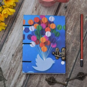 Handmade Printed Cardboard Journal Diary with Buckle Lock Unruled 200 Pages Notepad Personal Diaries for Men and Women -16