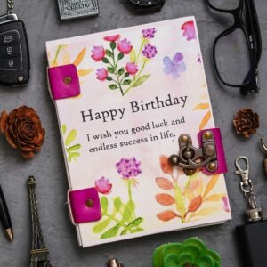 Handmade Printed Cardboard Journal Diary with Buckle Lock | 200 Pages Notepad For Men and Women DIARY-13