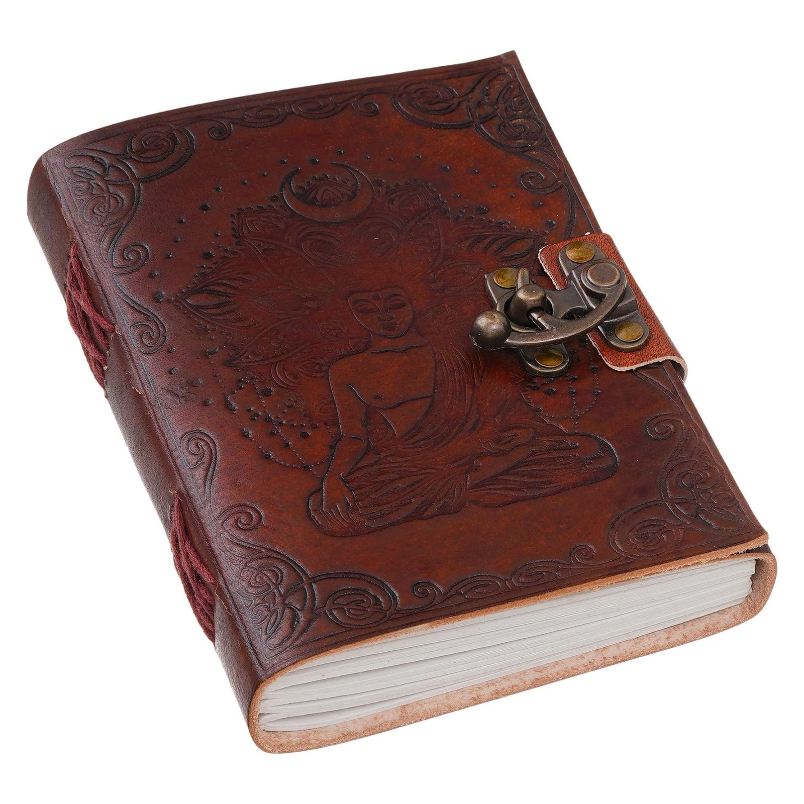Vintage Handmade Genuine Leather Diary Journal | Premium Antique String Closure | 200 Handmade Unruled Pages DIARY-36 - Image 5