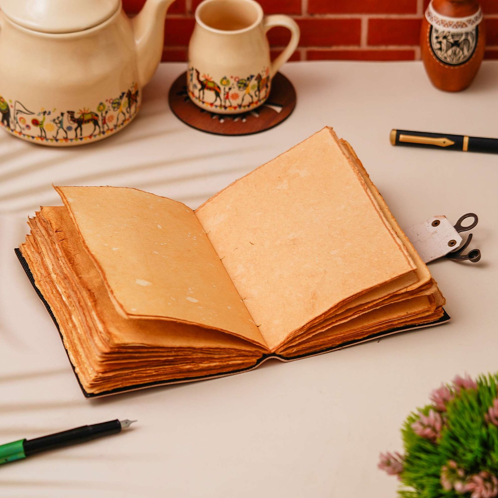 Vintage Handmade Genuine Leather Diary Journal | Premium Antique String Closure | 200 Handmade Unruled Pages DIARY-14 - Image 2