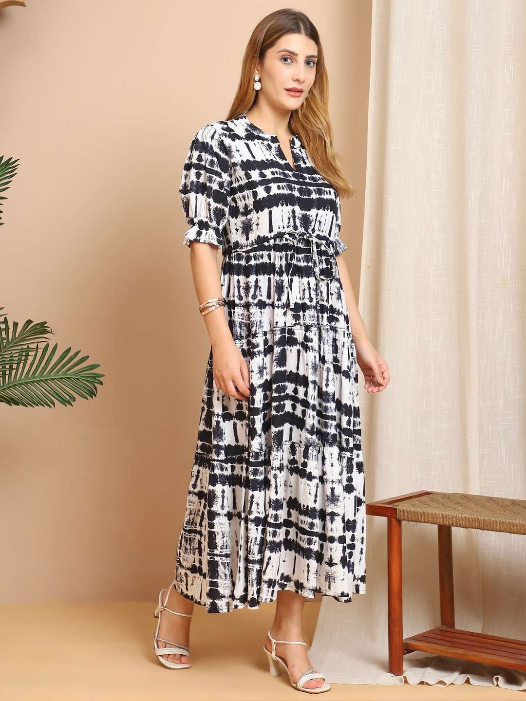 Women's Cotton Printed Fit & Flare Anarkali Gown Midi Dress - Image 2