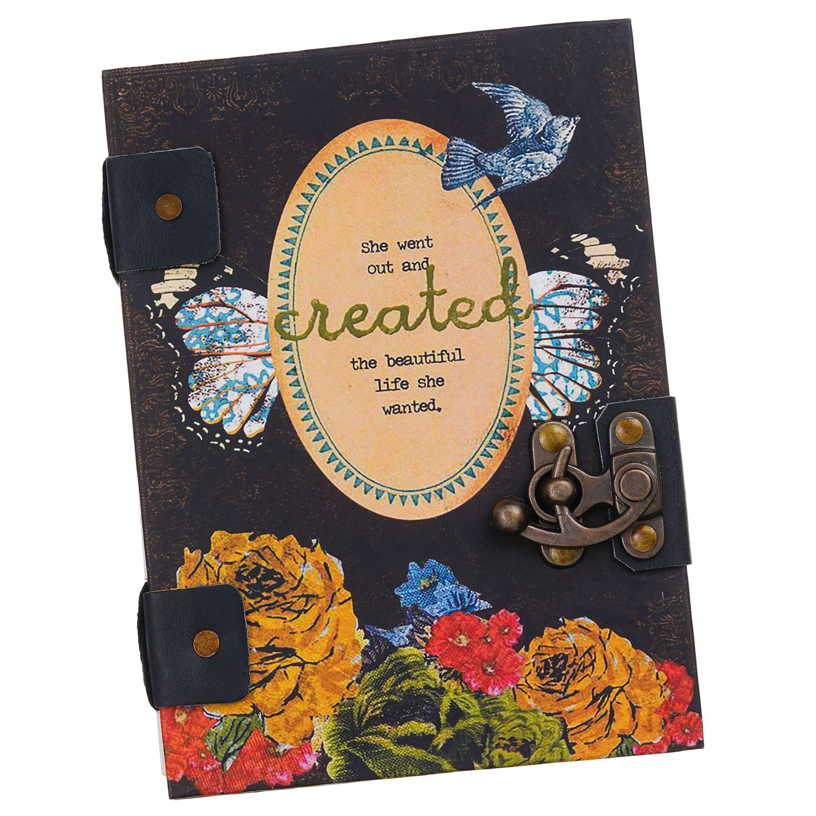 Handmade Printed Cardboard Journal Diary with Buckle Lock | 200 Pages Notepad For Men and Women DIARY-04 - Image 3