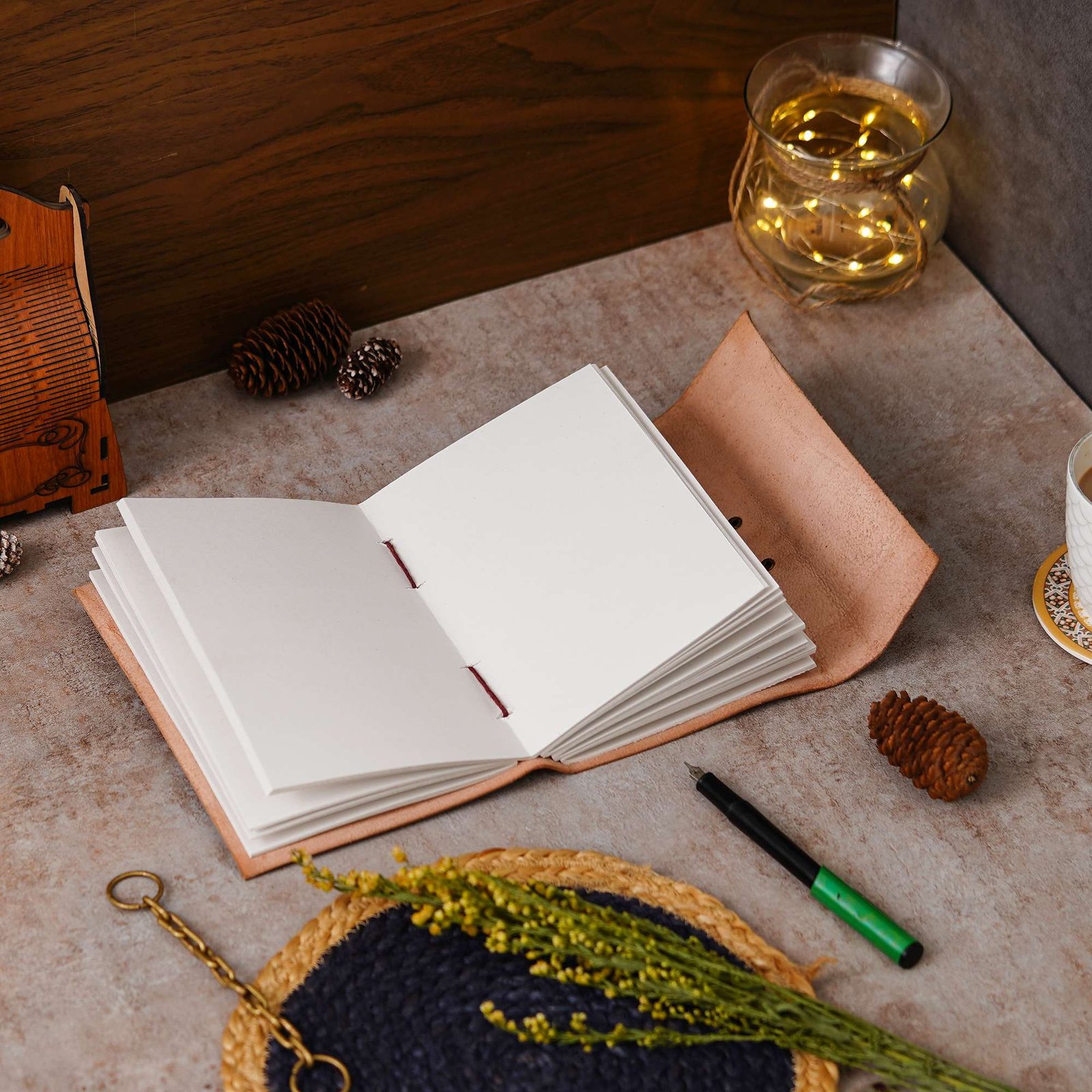 Vintage Handmade Genuine Leather Diary Journal | Premium Antique String Closure | 200 Handmade Unruled Pages DIARY-25 - Image 2