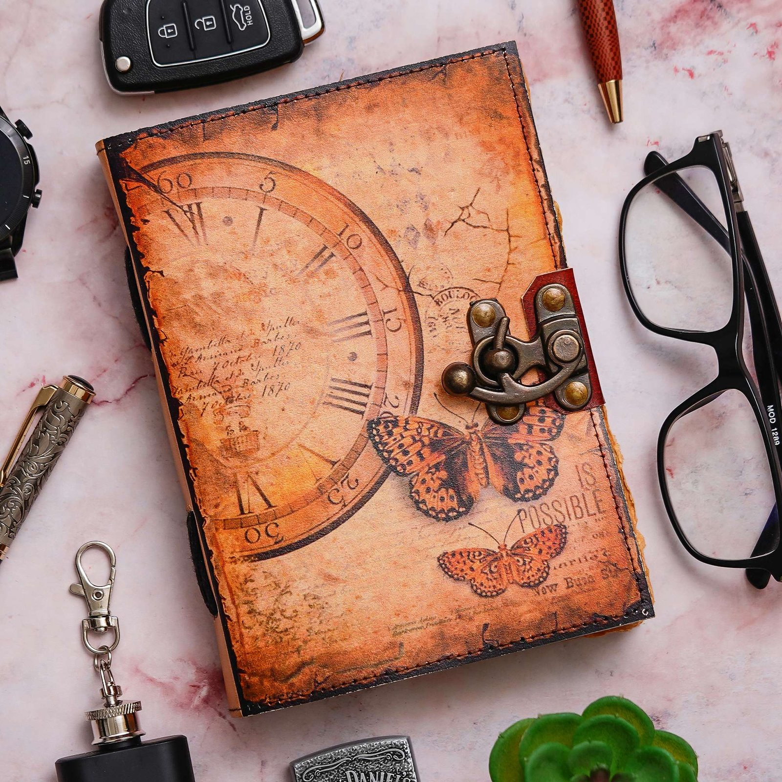 Vintage Handmade Genuine Leather Diary Journal | Premium Antique String Closure | 200 Handmade Unruled Pages DIARY-14