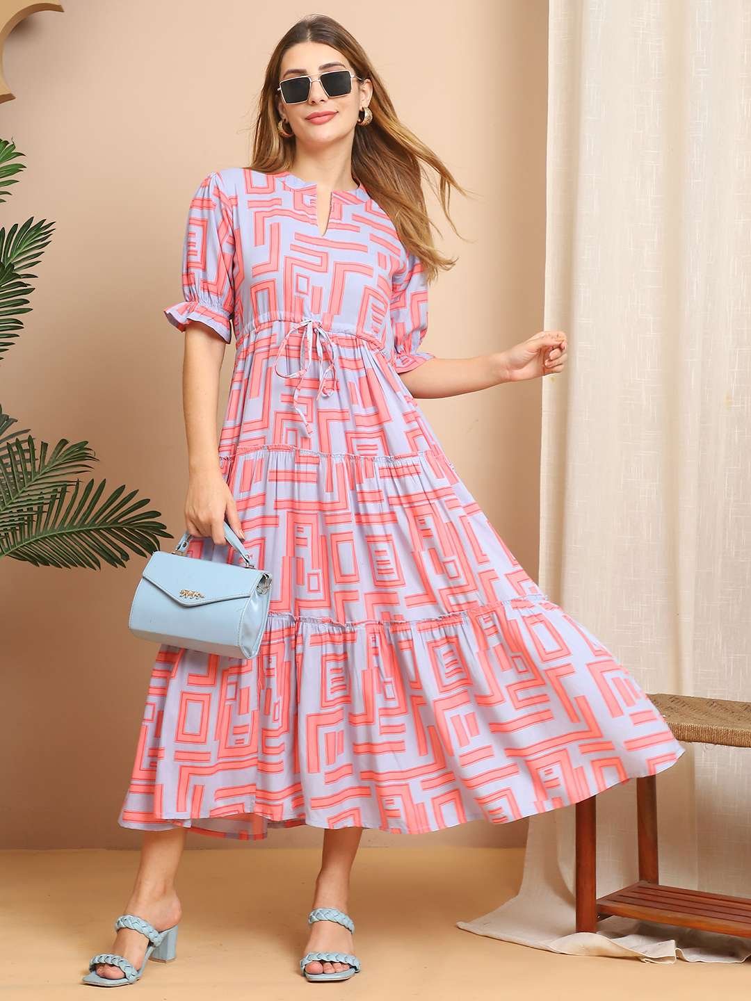 Women's Cotton Printed Fit & Flare Anarkali Gown Midi Dress - Image 3