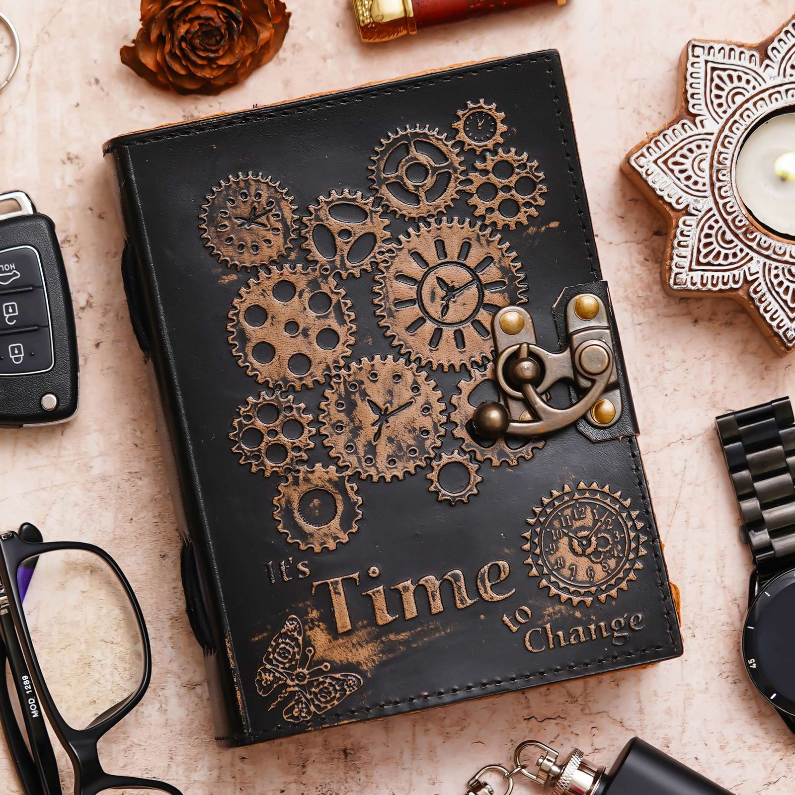 Vintage Handmade Genuine Leather Diary Journal | Premium Antique String Closure | 200 Handmade Unruled Pages DIARY-13