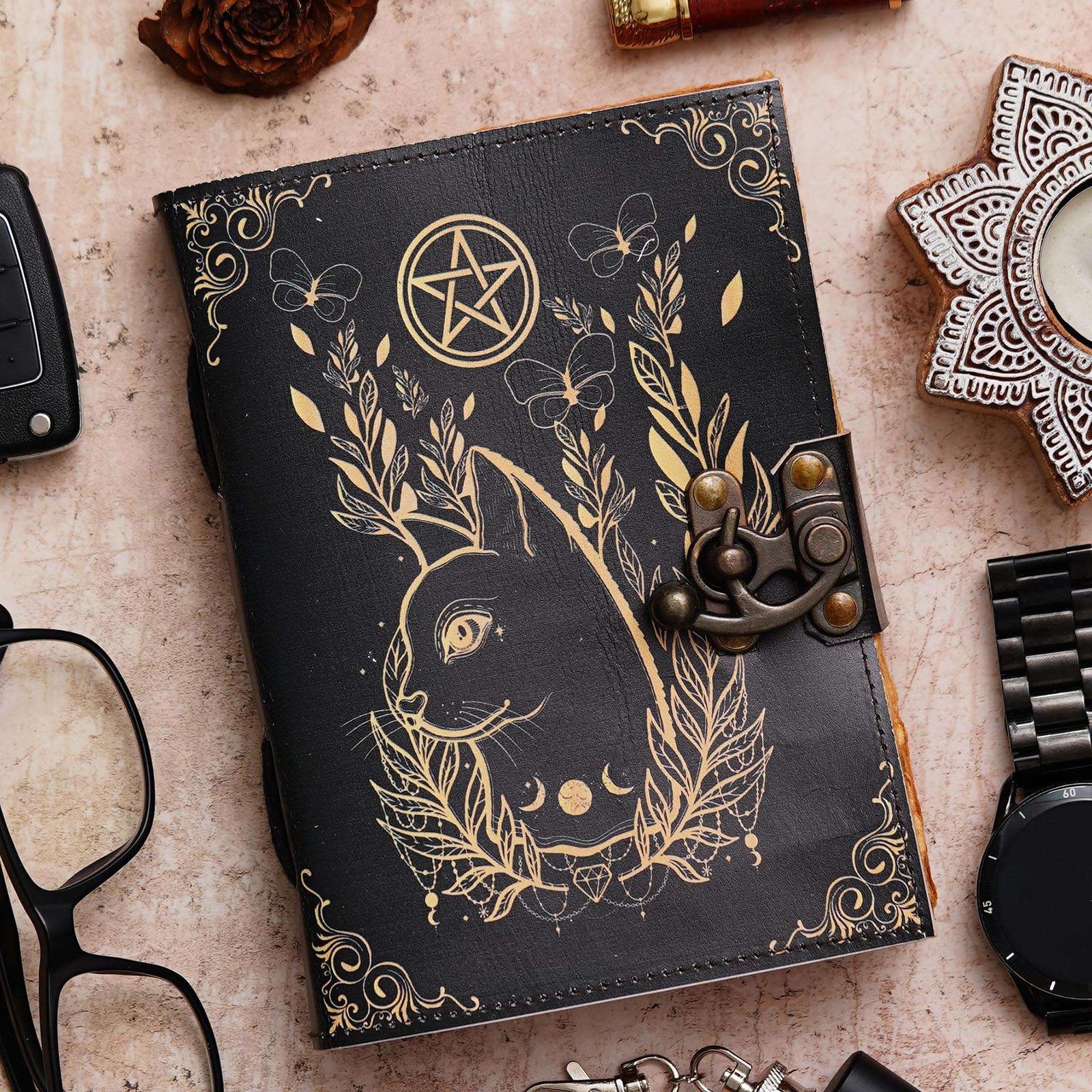 Vintage Handmade Genuine Leather Diary Journal | Premium Antique String Closure | 200 Handmade Unruled Pages DIARY-06