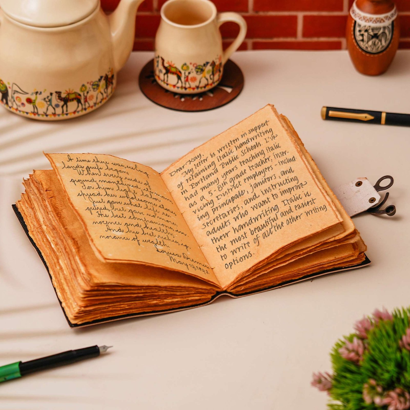 Vintage Handmade Genuine Leather Diary Journal | Premium Antique String Closure | 200 Handmade Unruled Pages DIARY-14 - Image 3