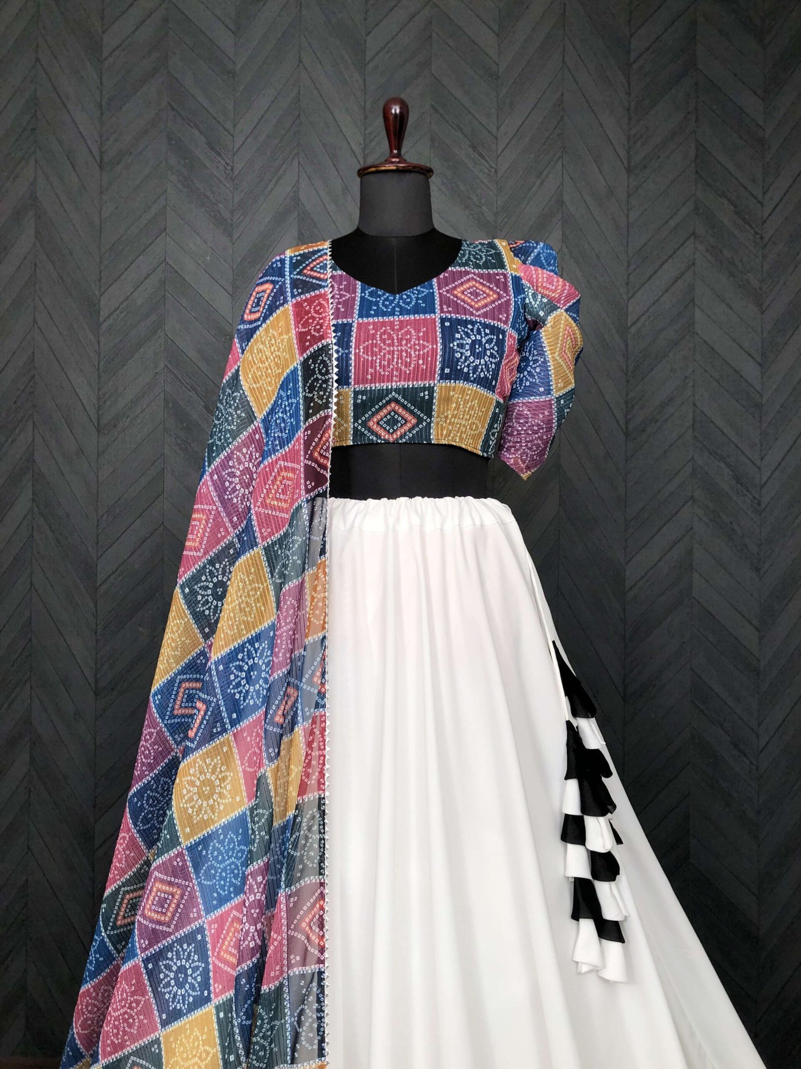 Premium Designer Embroidered Frolic Cotton Lehenga Choli with Viscose Crochet Dupatta - Image 7