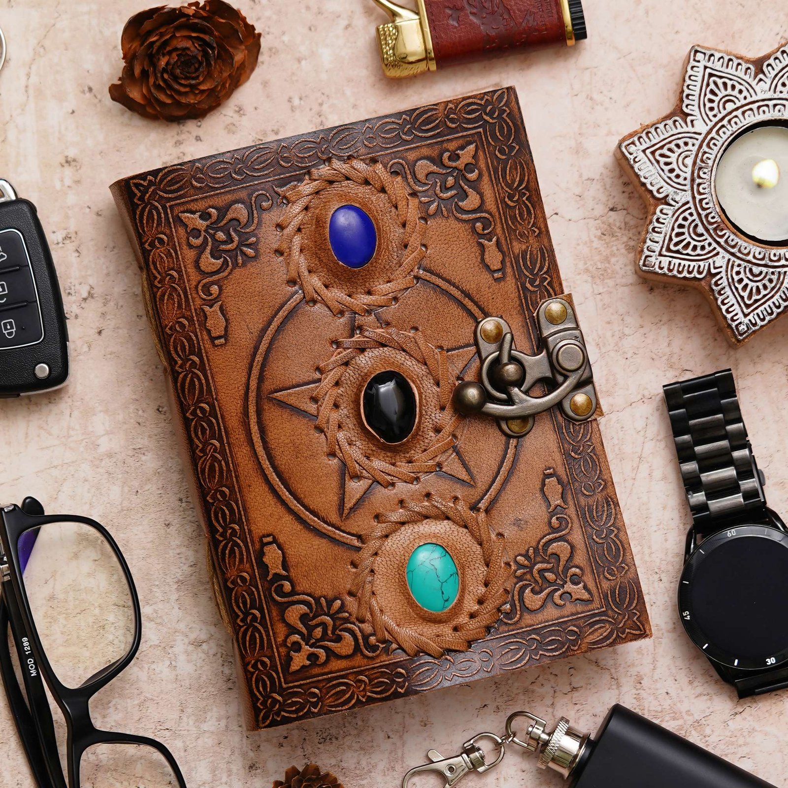 Vintage Handmade Genuine Leather Diary Journal | Premium Antique String Closure | 200 Handmade Unruled Pages DIARY-23 - Image 3