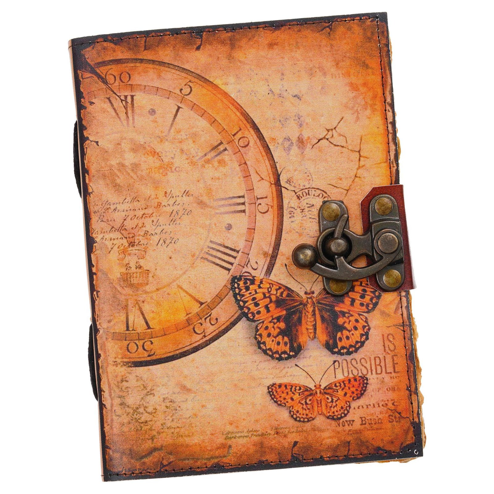 Vintage Handmade Genuine Leather Diary Journal | Premium Antique String Closure | 200 Handmade Unruled Pages DIARY-14 - Image 4