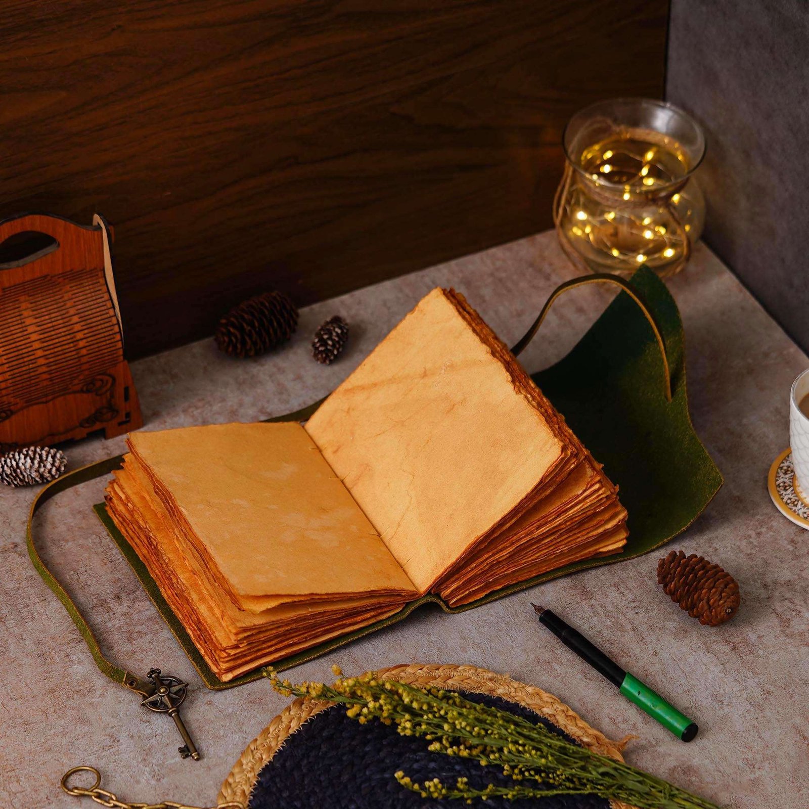 Vintage Handmade Genuine Leather Diary Journal | Premium Antique String Closure | 200 Handmade Unruled Pages DIARY-04 - Image 3