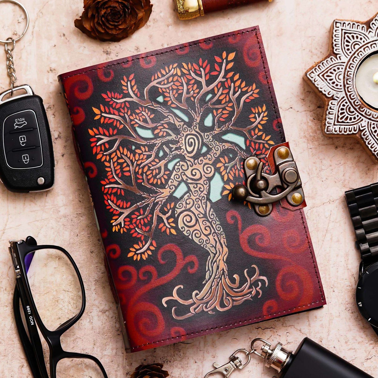 Vintage Handmade Genuine Leather Diary Journal | Premium Antique String Closure | 200 Handmade Unruled Pages DIARY-48