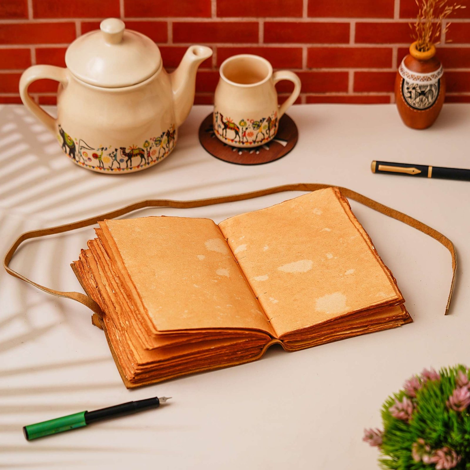 Vintage Handmade Genuine Leather Diary Journal | Premium Antique String Closure | 200 Handmade Unruled Pages DIARY-01 - Image 2