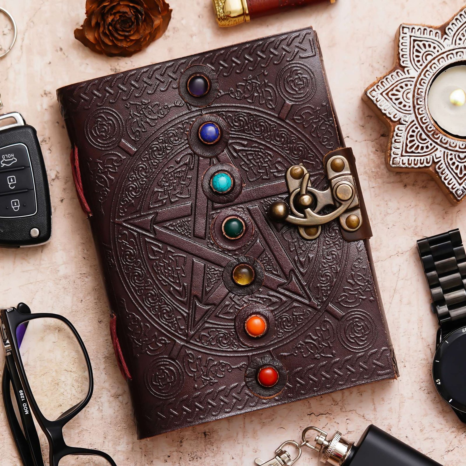 Vintage Handmade Genuine Leather Diary Journal | Premium Antique String Closure | 200 Handmade Unruled Pages DIARY-31